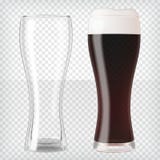 Vidrios de cerveza realistas - cerveza oscura y taza vacía stock de ilustración Vidrios de cerveza realistas - cerveza oscura y taza vacía stock de ilustración