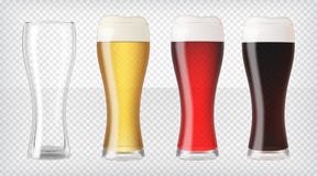 Vidrios de cerveza realistas fijados stock de ilustración Vidrios de cerveza realistas fijados stock de ilustración