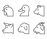 Vieh-Vektorillustration, Linie editable Anschlagikone der Art lizenzfreie abbildung Vieh-Vektorillustration, Linie editable Anschlagikone der Art lizenzfreie abbildung