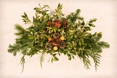 Vieil agencement floral de Noël victorien grunge Image stock Vieil agencement floral de Noël victorien grunge Image stock