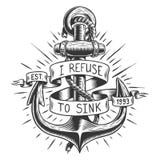 Vieille ancre de vintage avec la corde et le ruban illustration de vecteur Vieille ancre de vintage avec la corde et le ruban illustration de vecteur