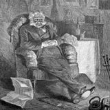 Viejo hombre que se sienta delante del fuego libre illustration Viejo hombre que se sienta delante del fuego libre illustration