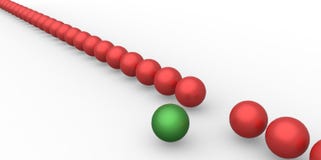 Viele identischen roten Bereiche 3d und nur ein unterschiedlicher weißer Hintergrund des grünen Bereichs stock abbildung Viele identischen roten Bereiche 3d und nur ein unterschiedlicher weißer Hintergrund des grünen Bereichs stock abbildung
