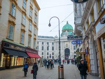VIENNA, AUSTRIA - FEBUARY 17, 2018: Around Hofburg Imperial Palace the almost famous in Vienna, Austria. stock photo VIENNA, AUSTRIA - FEBUARY 17, 2018: Around Hofburg Imperial Palace the almost famous in Vienna, Austria. stock photo