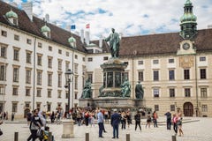 Vienna, Austria - September , 15, 2019: Monument to Francis II in a courtyard surrounded of tourists at the Hofburg royalty free stock image Vienna, Austria - September , 15, 2019: Monument to Francis II in a courtyard surrounded of tourists at the Hofburg royalty free stock image
