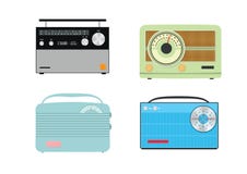 Vier bunte Retro- Vektorradios Stockfotografie Vier bunte Retro- Vektorradios Stockfotografie