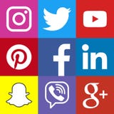 Vierkant sociaal media embleem of de sociale media reeks van het pictogrammalplaatje Stock Afbeelding Vierkant sociaal media embleem of de sociale media reeks van het pictogrammalplaatje Stock Afbeelding