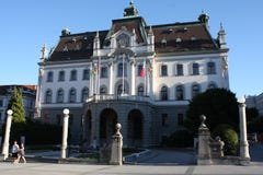 Vierkante avondmening, Ljubljana, hoofdstad van Slovenië Stock Afbeelding Vierkante avondmening, Ljubljana, hoofdstad van Slovenië Stock Afbeelding