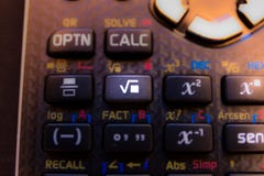 Vierkantswortelsleutel van het toetsenbord van een calculator stock afbeelding Vierkantswortelsleutel van het toetsenbord van een calculator stock afbeelding