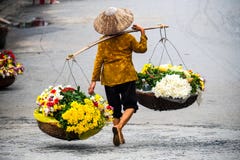 Vietnamese florist vendor in Hanoi stock image Vietnamese florist vendor in Hanoi stock image