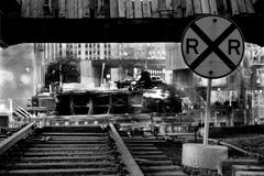 Vieux croisement de chemin de fer au-dessus de la rivière Chicago photo stock Vieux croisement de chemin de fer au-dessus de la rivière Chicago photo stock