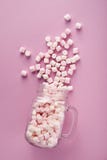 View from above of white and pink marshmallows in glass royalty free stock image View from above of white and pink marshmallows in glass royalty free stock image