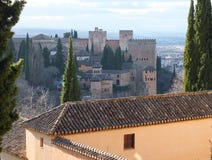 View Across The Roof Line To The Alhambra Palace Stock Photo