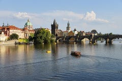 View across the Vltava River on Charles Bridge, Prague Royalty Free Stock Images View across the Vltava River on Charles Bridge, Prague Royalty Free Stock Images