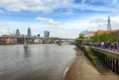 View along a bank of the River Thames, London royalty free stock photos View along a bank of the River Thames, London royalty free stock photos