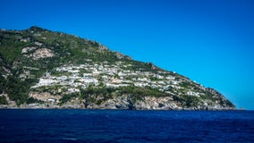 View at the Amalfi Coast seen from Mediterranean Sea, near Positano, Italy royalty free stock image View at the Amalfi Coast seen from Mediterranean Sea, near Positano, Italy royalty free stock image
