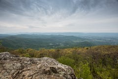 View from Black Rock Mountain Near Big Meadows. With spring in the valley Royalty Free Stock Image View from Black Rock Mountain Near Big Meadows. With spring in the valley Royalty Free Stock Image