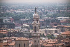 View on church tower in Bergamo, Italy royalty free stock image View on church tower in Bergamo, Italy royalty free stock image