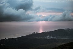 View of the city of Sochi from the highest point of the city, Mount Akhun. stock image View of the city of Sochi from the highest point of the city, Mount Akhun. stock image