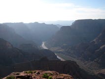 View of the Colorado River flowing through the Grand Canyon West Rim in Northwestern Arizona royalty free stock photography View of the Colorado River flowing through the Grand Canyon West Rim in Northwestern Arizona royalty free stock photography