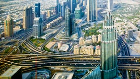 View of Dubai and skyscrapers royalty free stock photography View of Dubai and skyscrapers royalty free stock photography