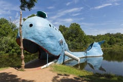 View of the famous road side attractions Blue Whale of Catoosa along the historic Route 66 in the State of Oklahoma, USA. Royalty Free Stock Image View of the famous road side attractions Blue Whale of Catoosa along the historic Route 66 in the State of Oklahoma, USA. Royalty Free Stock Image