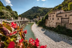 View From Bridge On The Mountain River `the Dreams` In The Frenc Stock Photography View From Bridge On The Mountain River `the Dreams` In The Frenc Stock Photography