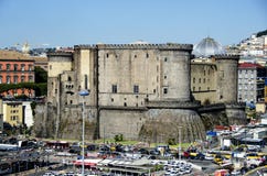 View From The Port Of Naples On Castle Nouvo Royalty Free Stock Image