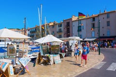 View at the harbor of Saint Tropez, South France royalty free stock photos View at the harbor of Saint Tropez, South France royalty free stock photos