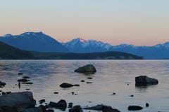 Lake Tekapo at sunrise, South Island, New Zealand royalty free stock photos Lake Tekapo at sunrise, South Island, New Zealand royalty free stock photos