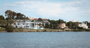 View of a luxury villa around the lake of Quinta do Lago, Portugal