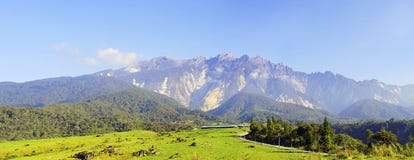 View of Majestic Mount Kinabalu with beautiful blue sky at background. royalty free stock photo View of Majestic Mount Kinabalu with beautiful blue sky at background. royalty free stock photo