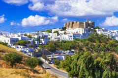 View of Monastery of st.John in Patmos island, Dodecanese, Greece. Unesco heritage site stock photography View of Monastery of st.John in Patmos island, Dodecanese, Greece. Unesco heritage site stock photography