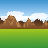 View into the mountains and green meadow stock illustration View into the mountains and green meadow stock illustration