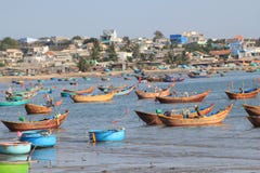 View of Mui Ne fishing village in Vietnam Royalty Free Stock Images View of Mui Ne fishing village in Vietnam Royalty Free Stock Images