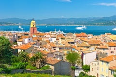 View Of Saint-Tropez With Sea And Blue Sky Stock Image View Of Saint-Tropez With Sea And Blue Sky Stock Image