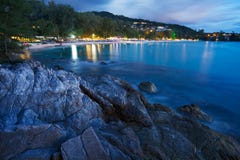 View Of Surin Beach At Night Royalty Free Stock Image View Of Surin Beach At Night Royalty Free Stock Image