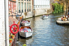 View On Canal In Brugge, Belgium Stock Image View On Canal In Brugge, Belgium Stock Image