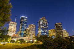 View On Downtown Houston By Night Stock Image