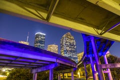 View On Downtown Houston By Night Stock Photography