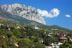 View On The Mountain Ai-Petri And Town Simeiz Royalty Free Stock Photos View On The Mountain Ai-Petri And Town Simeiz Royalty Free Stock Photos