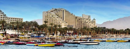 View On The Northern Beach Of Eilat, Israel Stock Photo View On The Northern Beach Of Eilat, Israel Stock Photo