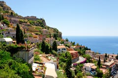 View On Town Taormina From Castelmola, Sicily Stock Image