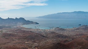 View over city and harbor of Mindelo, Sao Vicente Island, Cape Verde stock photography View over city and harbor of Mindelo, Sao Vicente Island, Cape Verde stock photography