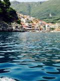 View of Parga from boat stock image View of Parga from boat stock image