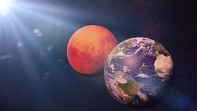 Earth Mars And The Sun Neighbour Planets In Outer Space