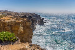 View point of the sea with rocks near the Lighthouse of Cape Carvoeiro, Peniche, Portugal royalty free stock photography View point of the sea with rocks near the Lighthouse of Cape Carvoeiro, Peniche, Portugal royalty free stock photography