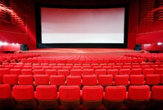 View on screen through rows of chairs in cinema royalty free stock images View on screen through rows of chairs in cinema royalty free stock images