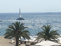 View of the sea, yacht royalty free stock photo View of the sea, yacht royalty free stock photo