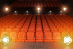 View from the stage of concert hall or theater with red seats an Royalty Free Stock Photo View from the stage of concert hall or theater with red seats an Royalty Free Stock Photo